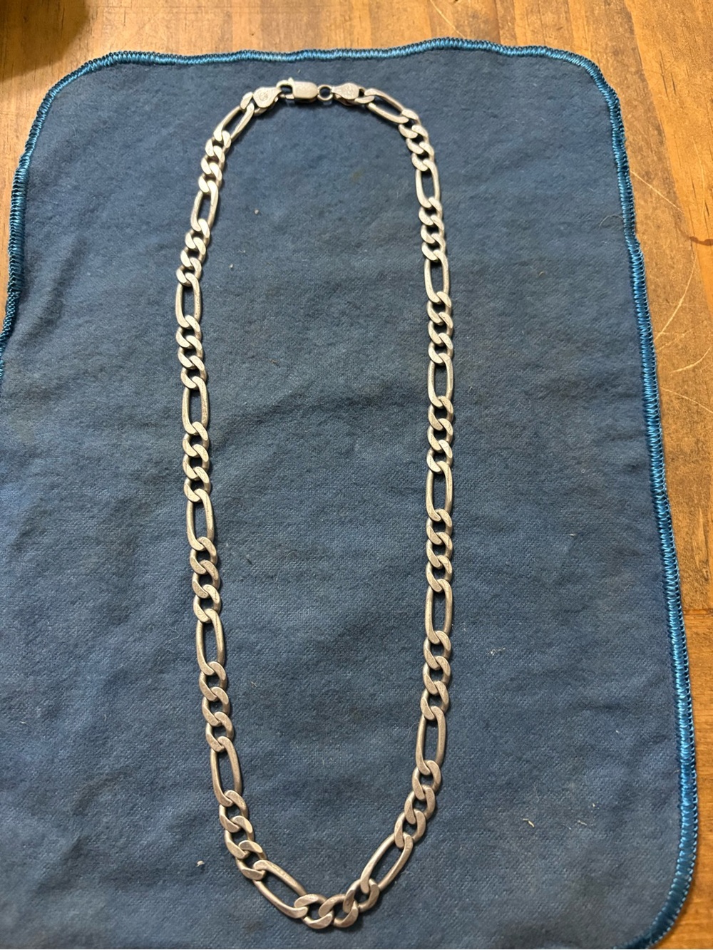 Men's Figaro Chain Necklace - Polished Silver Finish